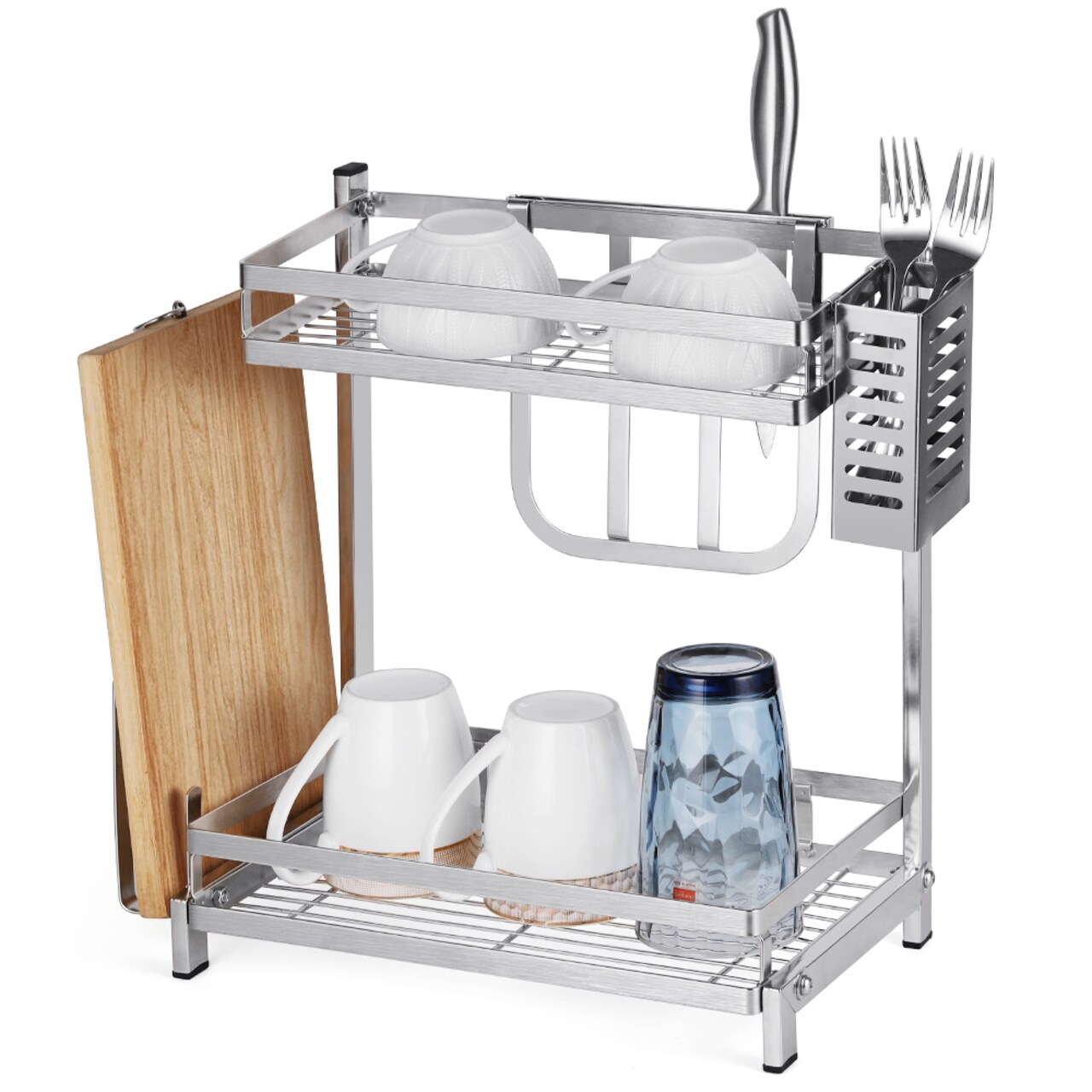 2-Tier Spices Kitchen Utensils Standing Storage Rack Jars Bottles Cup Rack Home Storage Rack